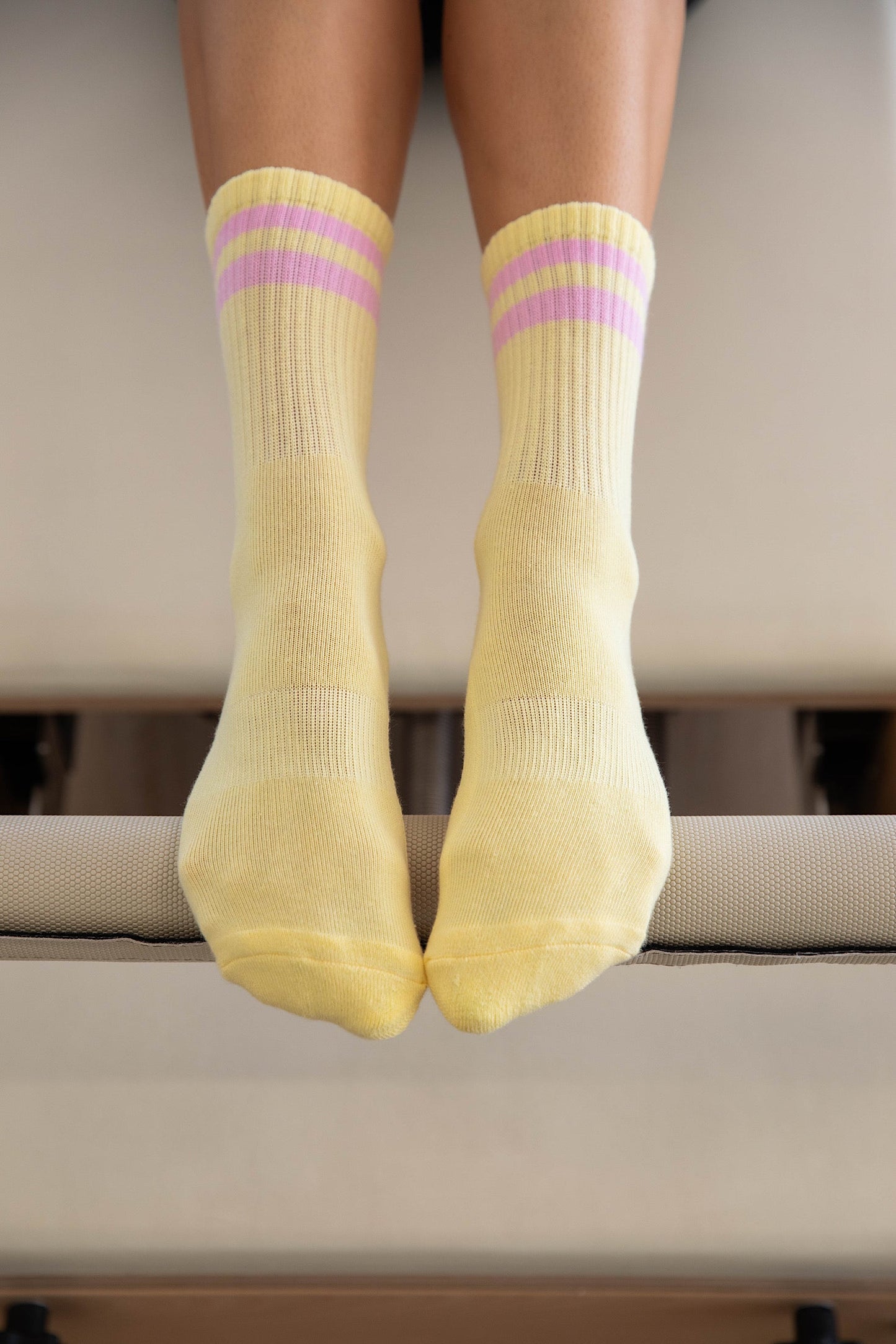 Yellow and Pink Crew Grip Socks