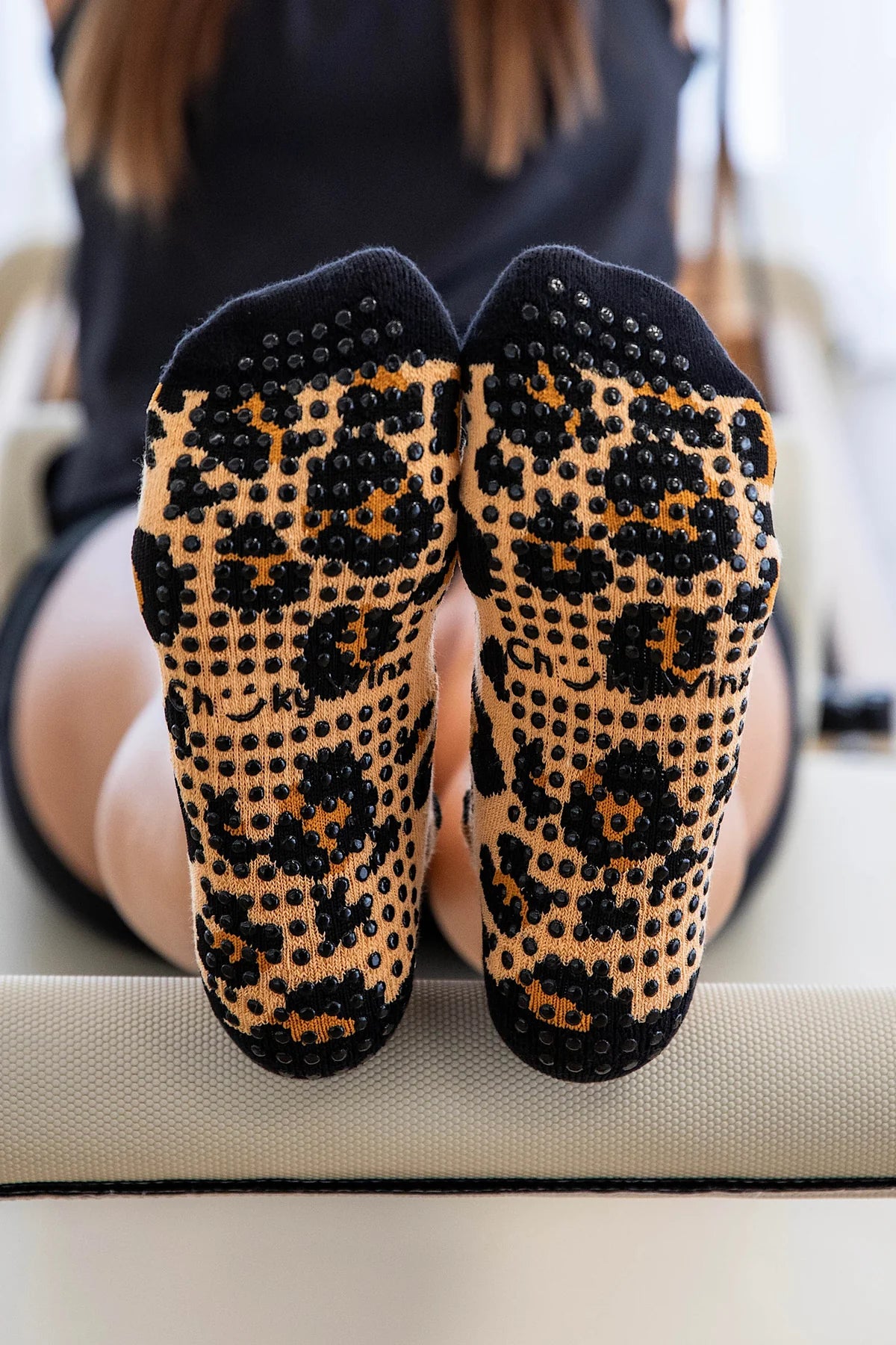 Brown Leopard Grip Socks