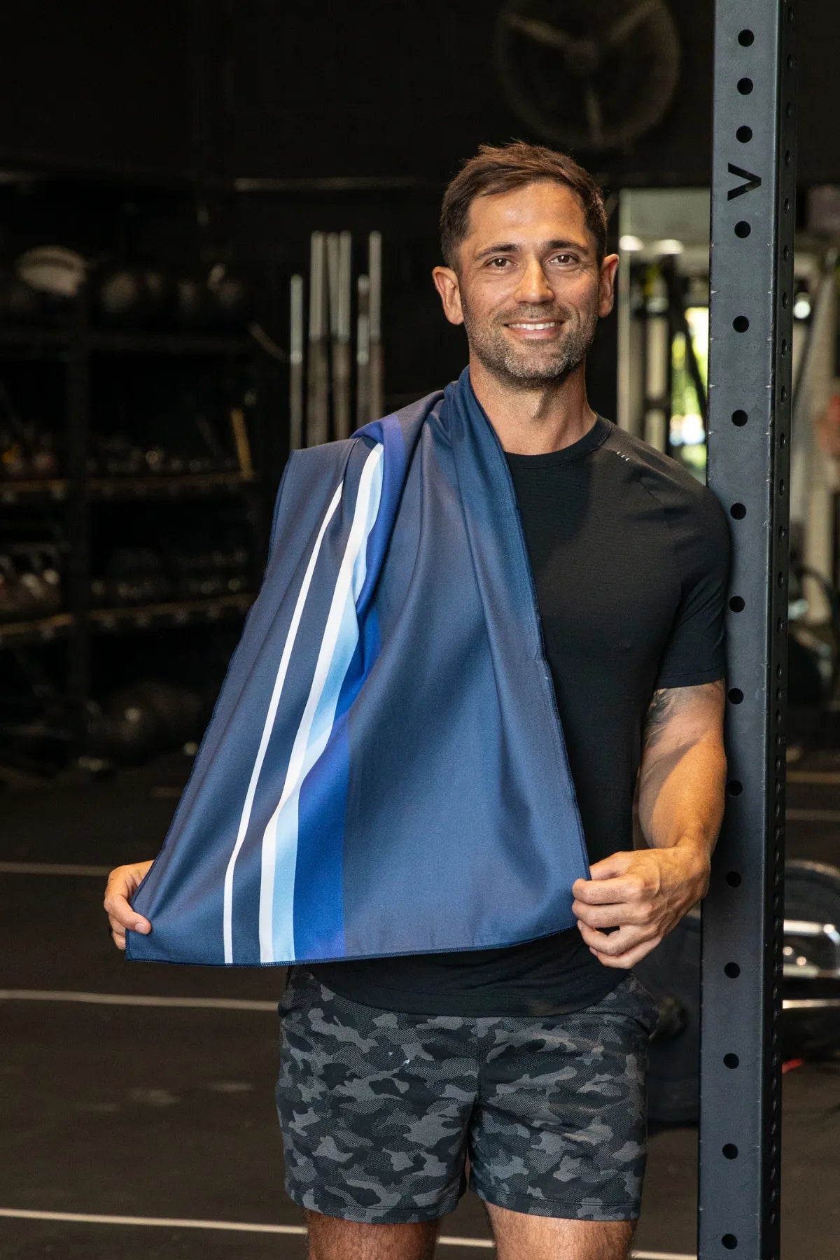 Navy Stripe Gym Towel