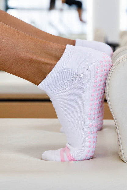 White Ankles Grip Socks