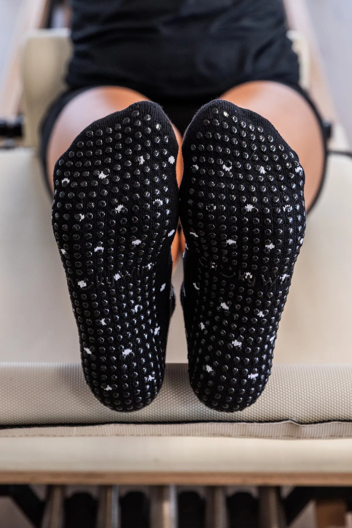 Ankle Spotty Black Grip Socks