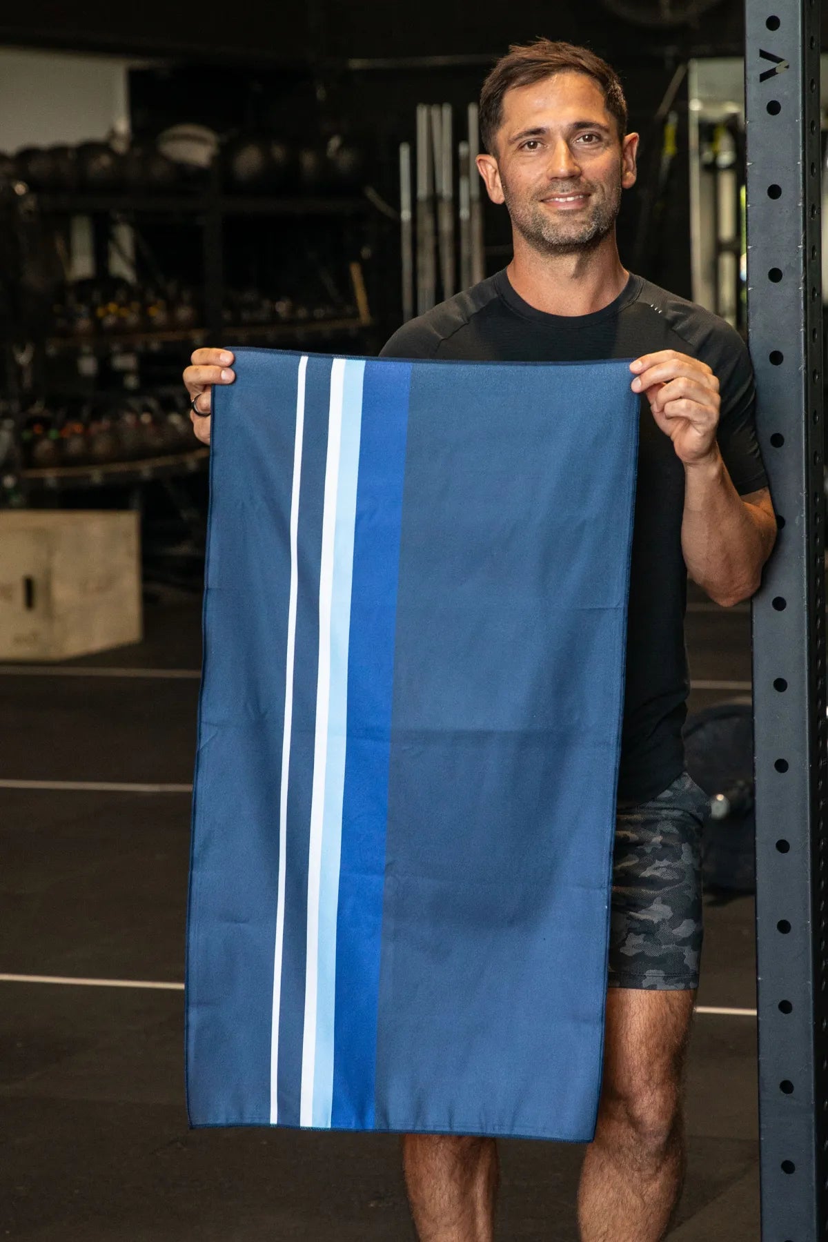 Navy Stripe Gym Towel