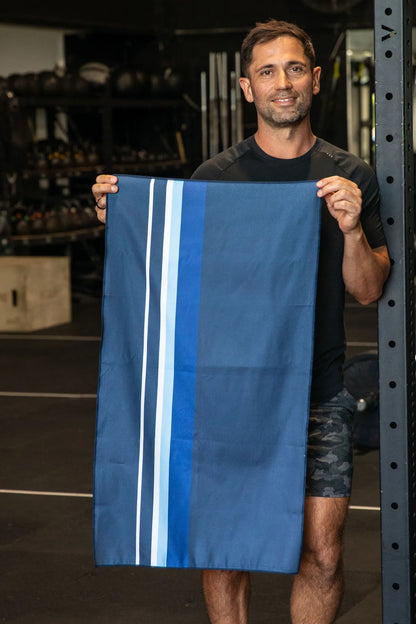 Navy Stripe Gym Towel