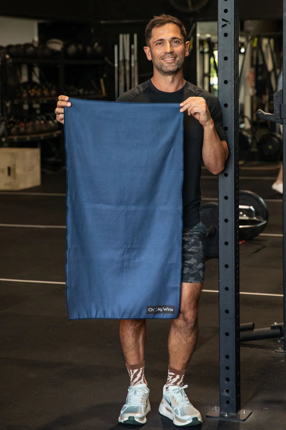Navy Stripe Gym Towel